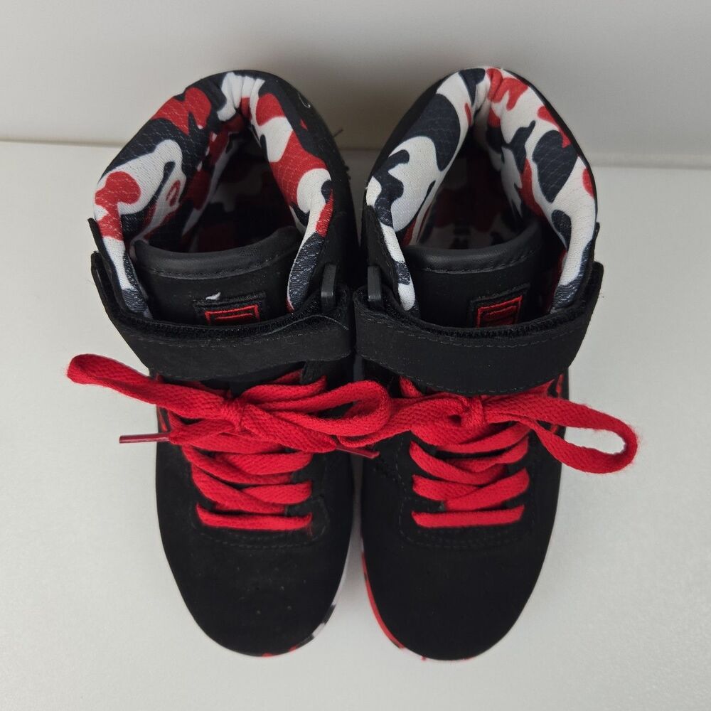 Fila VULC 13 Mashup Red Black White Camo Sneaker Shoe High Top Unisex Kids 2 - Picture 4 of 12
